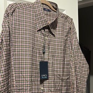 INC International Concepts Red and Blue Casual Button Down Shirt
